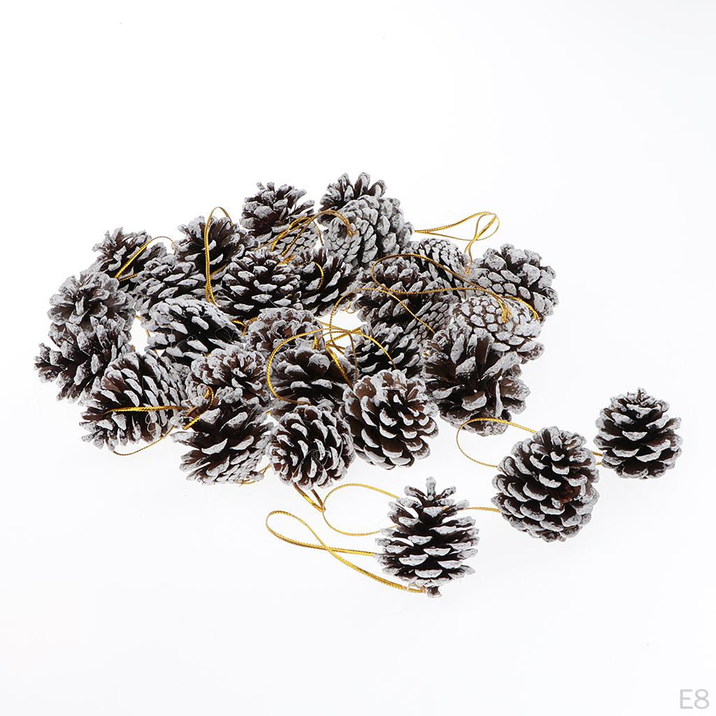 36 Pieces Christmas Cones Ornament With String Pendant Crafts for Gift Tag Tree Party