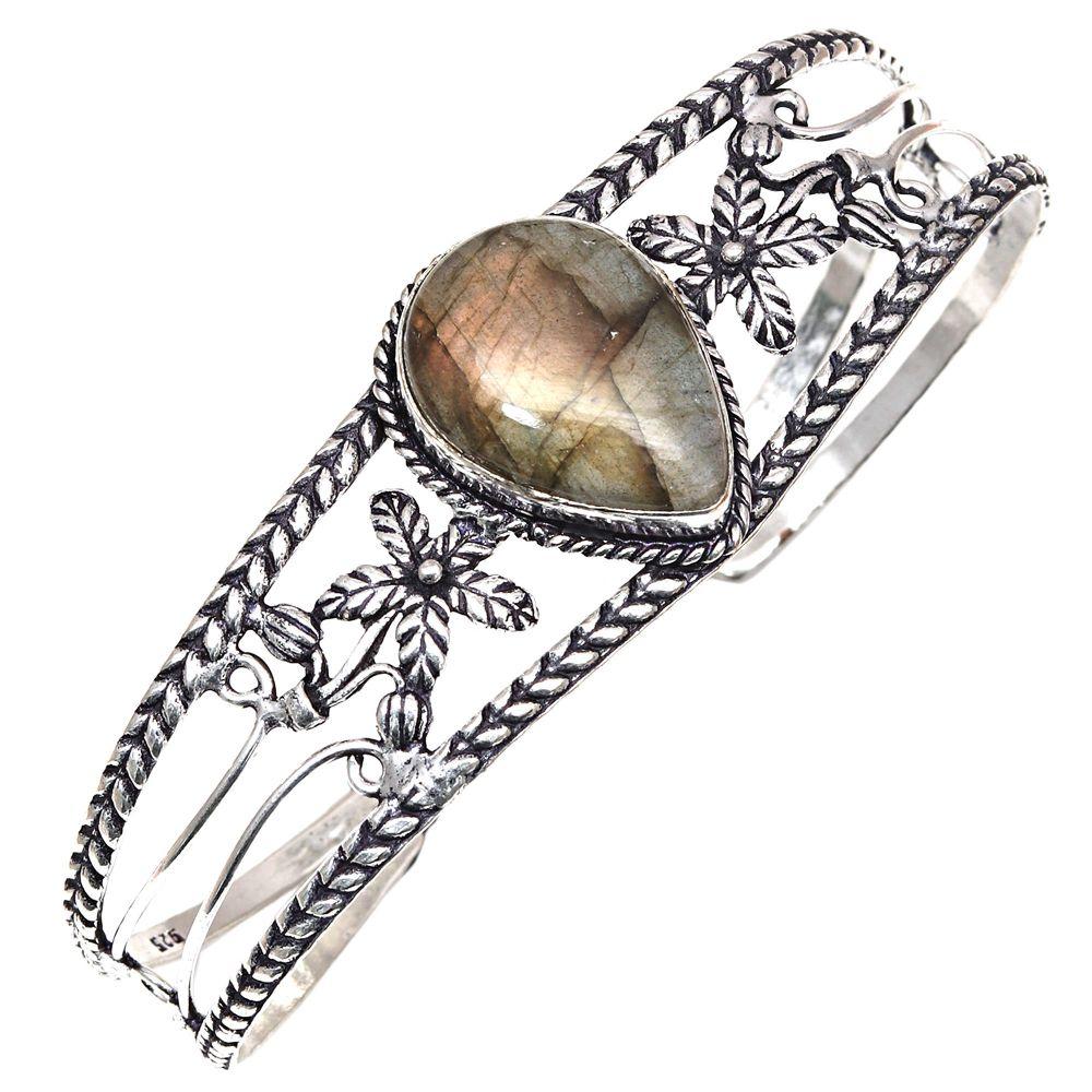 

Multi Fire Labradorite Gemstone Silver Jewelry Cuff Bracelets 7 Adjustable