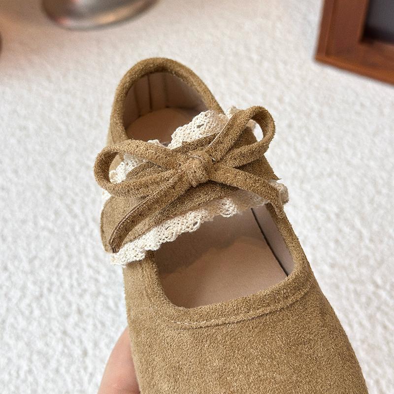 Girls Shoes Khaki Lace Lace Bow Girls Princess Shoes Four Seasons Lightweight Children's Shoes