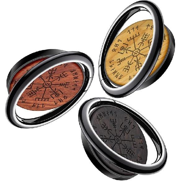 Carveit Wooden Cell Phone Ring Holder Finger Stand Metal Grip Hook Phone Kickstand Compatible with S24 Ultra S23 iPhone 16 Pro Max 13 14 15 Pixel