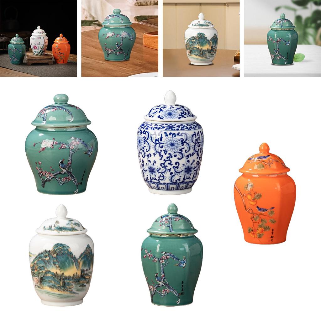 Ceramic Ginger Jar Asian Ginger Pot Vase for Wedding Table Decoration