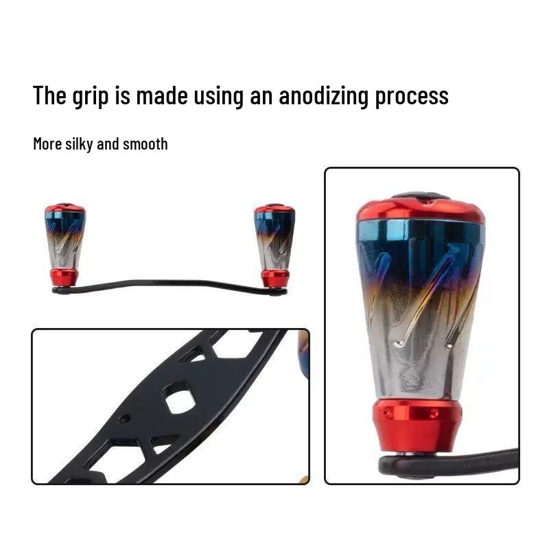 Full Metal Fishing Reel Crank Arm: Metal Handle Knob, DIY Lure Modification, Water Drop Design, Aluminum Alloy, Universal Electroplating Accessories