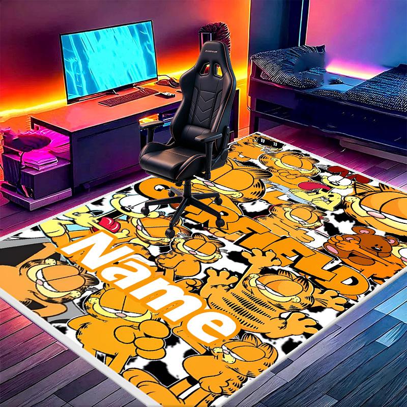 Custom Name Personalized Garfield Print Carpet, Versatile Home Decor Rug, for Playroom, Apartment, Balcony, Entryway, Hallway Gift