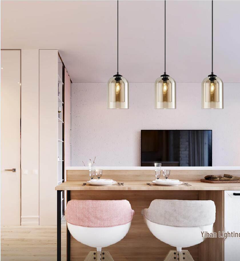 Nordic Modern Pendant Light – Minimalist Glass Fixture for Coffee Shops, Bedside, Bar Counters