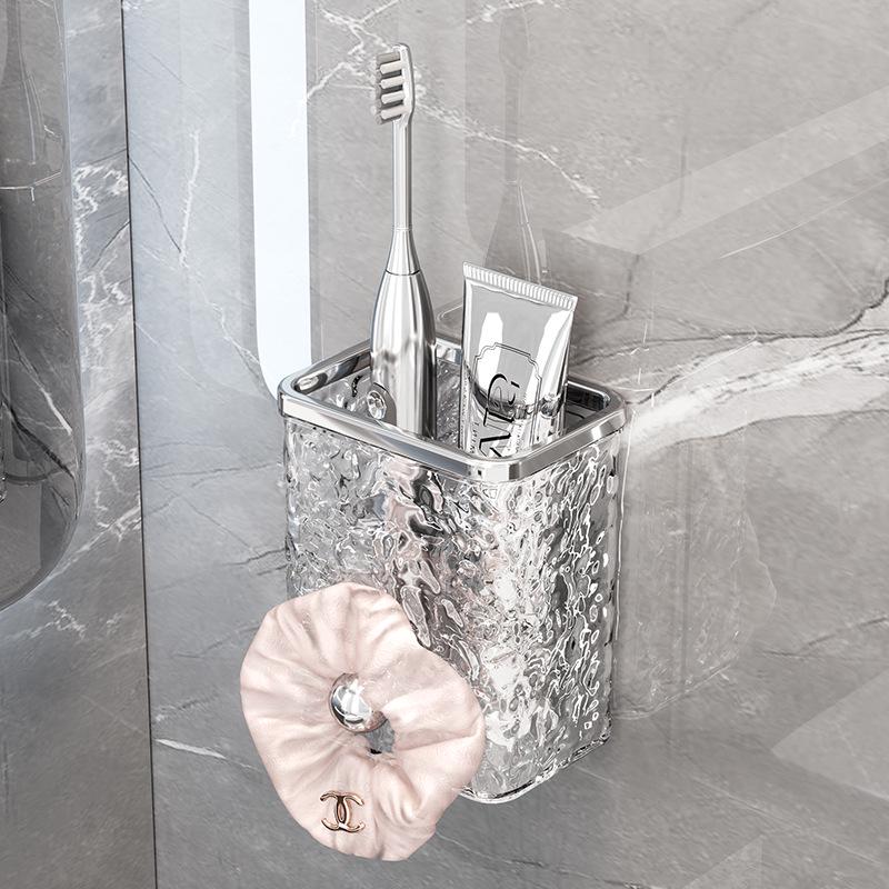 Wall-Mounted Punch-Free Bathroom Storage Shelf for Washcloths & Cosmetics