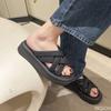 Fashion 2025 New Cross Cool Slippers Female Woven Open Toed Outdoor Slippers Casual Round Toe Beach Women's Shoes Fashion Hollow Slipper