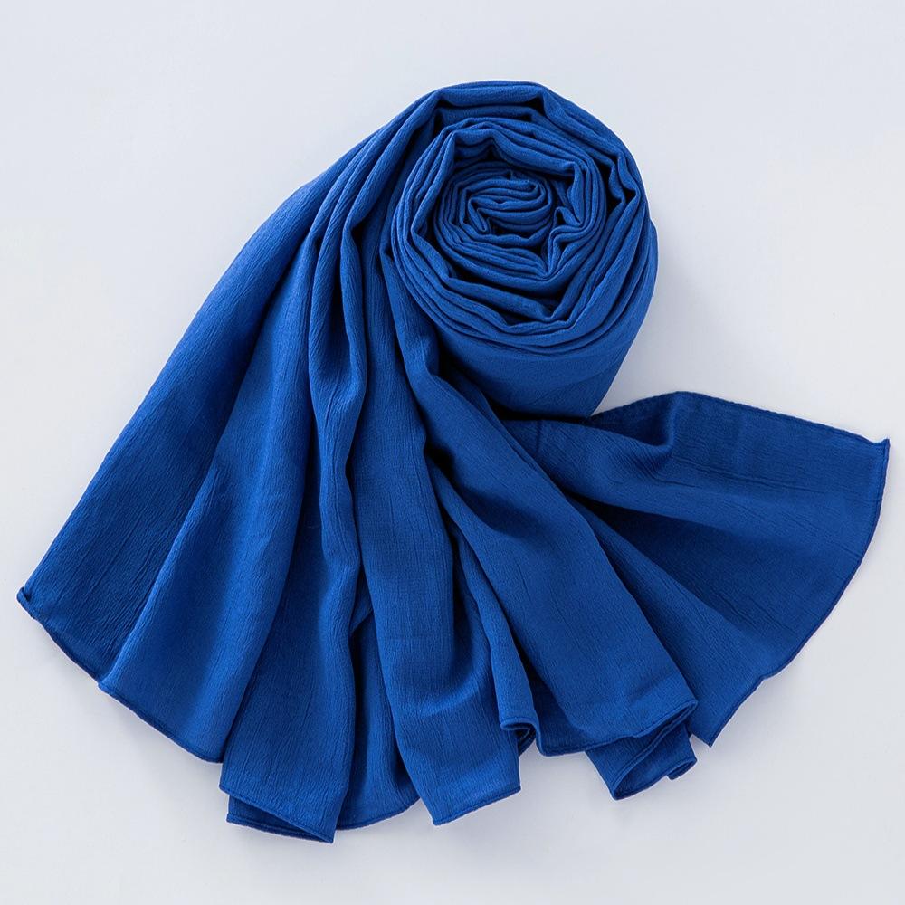 New Breathable Crumpled Scarf For Women Girls Solid Scarves Soft Cotton Wrinkle Pashmina Shawl Foulard Winter Warm Wrap Shawls