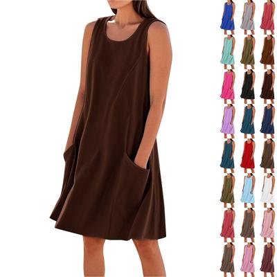 Summer Dresses For Women Loose Beach Vacation Casual Sleeveless Sundresses With Pockets Tank Dress