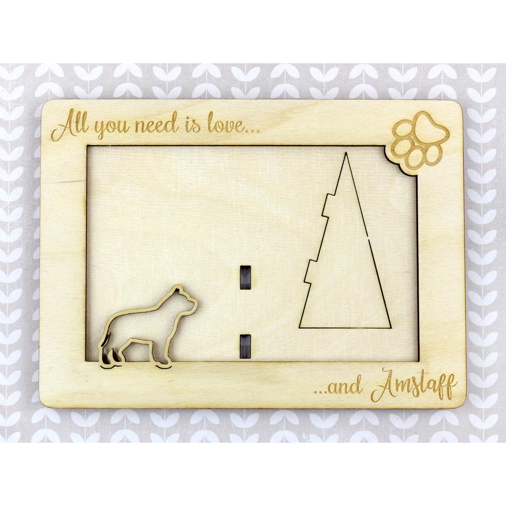 American Staffordshire Terrier, Amstaff – Photo frame, engraved wooden frame | Art-Dog