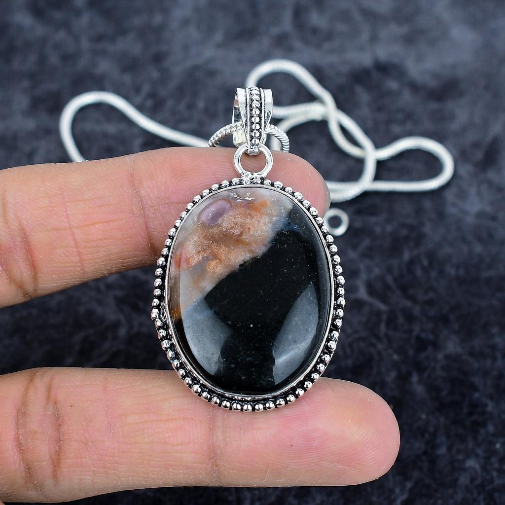 Russian Charoite Gemstone 925 Sterling Silver Jewelry Pendant 2.17" M-2893