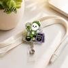 Office Id Card Clip Halloween Retractable Badge Reel, Ghost Black Cat And Pumpkin Design, Decorative Reel 360 Degree Rotating Acrylic ID Holder