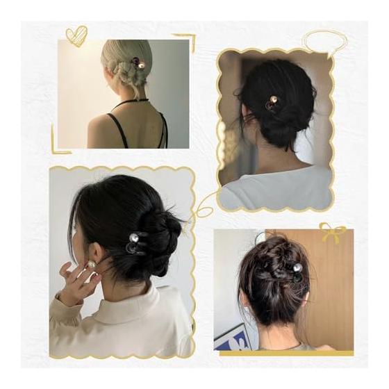 Elegant Beaded Hair Comb Set (2-Pack) - Retro & Graceful Updo Hair Stick for Women, Perfect for Formal & Casual Occasions, Weddings, Parties, and