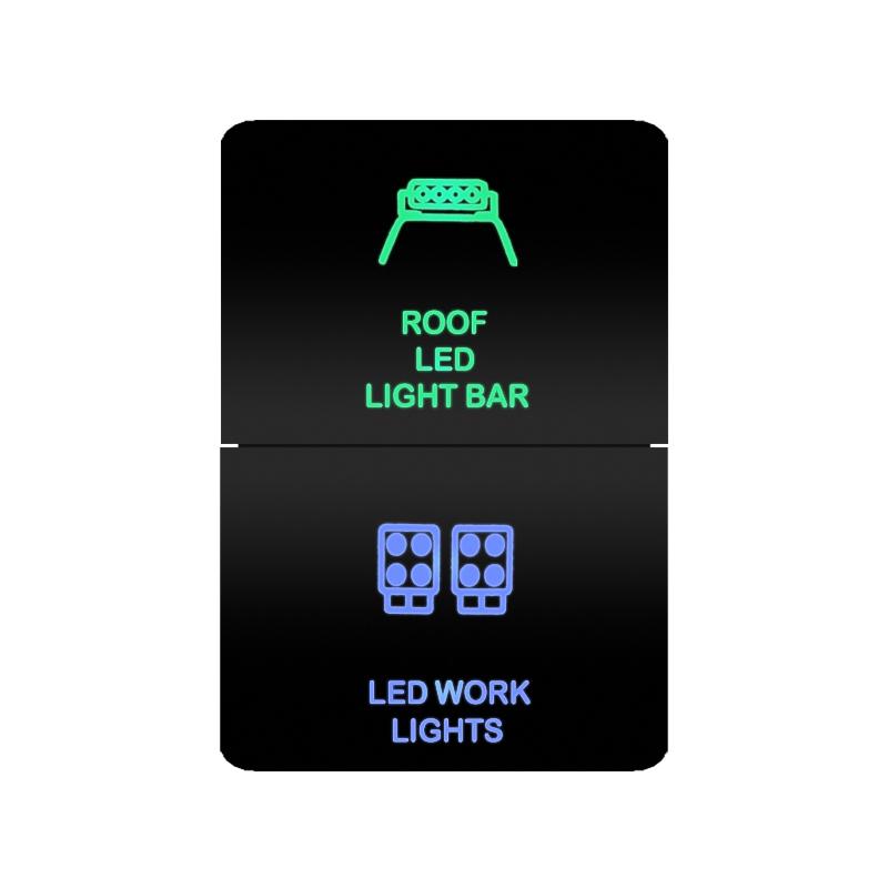 12V Green Blue Light Dual Button Switch ON OFF /Momentary Push Switch For Toyota 4Runner FJ Cruiser Landcruiser Camry RAV4 Prado Relays 5