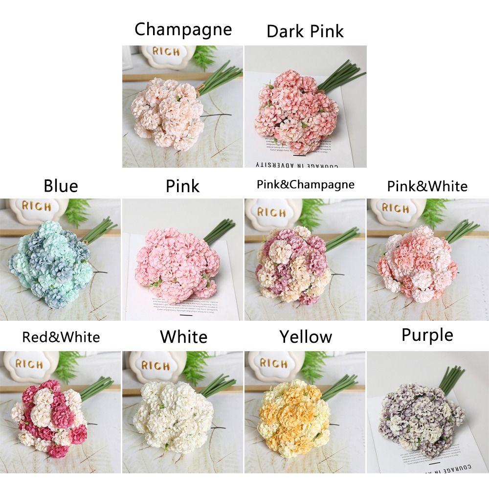 27 Heads Hydrangea Artificial Flowers Silk Petals DIY Accessories Fake Flower Photo Props Multicolor Floral Arrangement Wedding