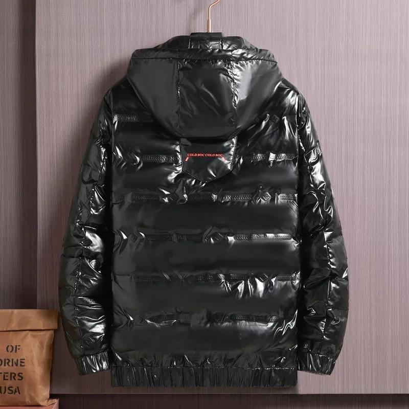 Herren Winterjacke Daunen Ehemann Kapuze Übergroße Jacke Gepolstert Glänzend Warm Parka Männlich Schwarz Extra Große Größe 12XL Groß