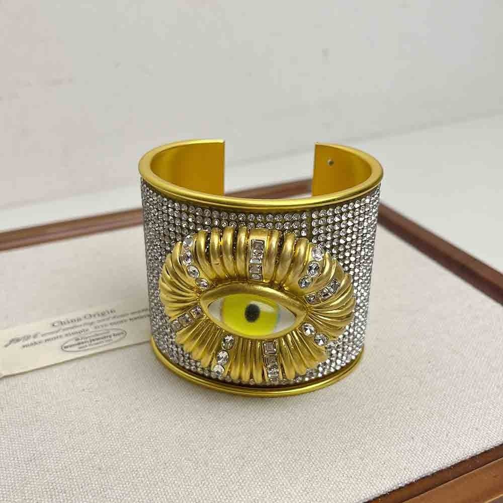 Full Rhinestone Demon's Eye Bracelets Metal Geometric Cuff Bangles  Decoration