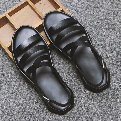 Summer Beach Sandals Mens Shoes Casual Soft Leather Men Sandals Flat Holiday Beach Sandals Male Black White Shoes N039