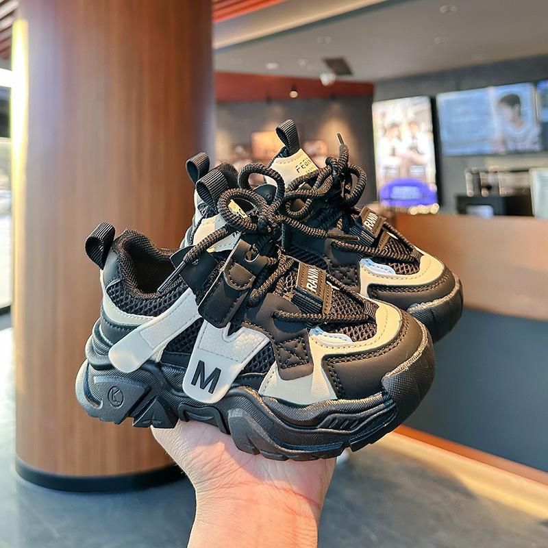 

Детские легкие кроссовки «папины кроссовки», модная повседневная обувь для девочек, сетчатые спортивные кроссовки 37 чёрный