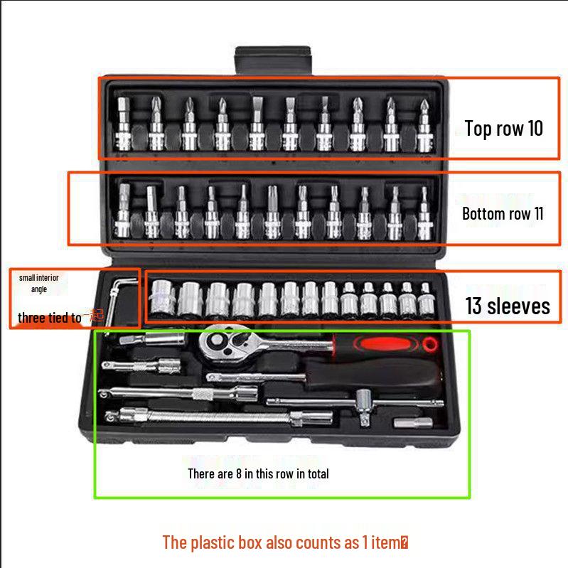 46-Piece Multifunctional Tool Set: Screwdrivers, Ratchet & Socket Wrenches for Home Repair
