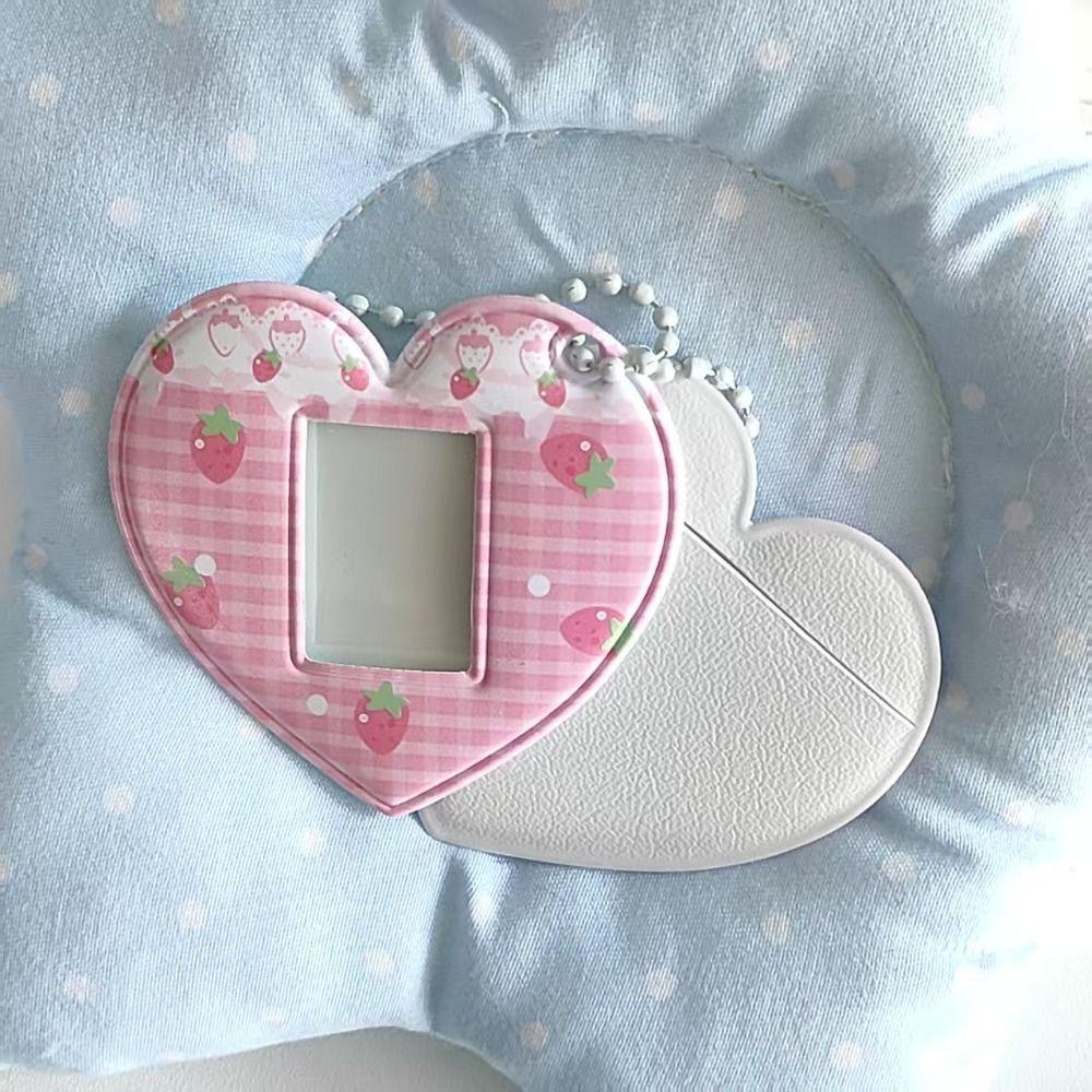 Heart Shape 1 Inch Photo Card Holder Korean Style with Keychain Display Pendant Keychain Cute Design PVC ID Photo Holder