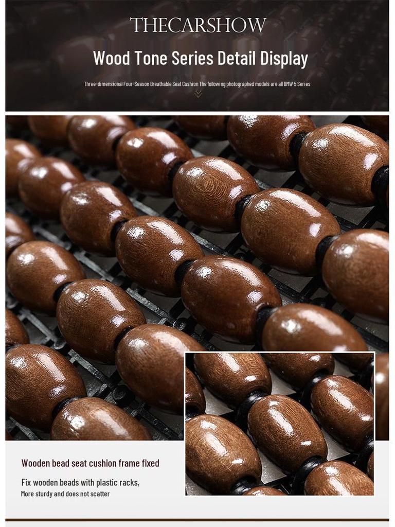 Wood Bead Ventilated Car Seat Cushion with Lumbar Support - Universal Four Seasons Cool Pad