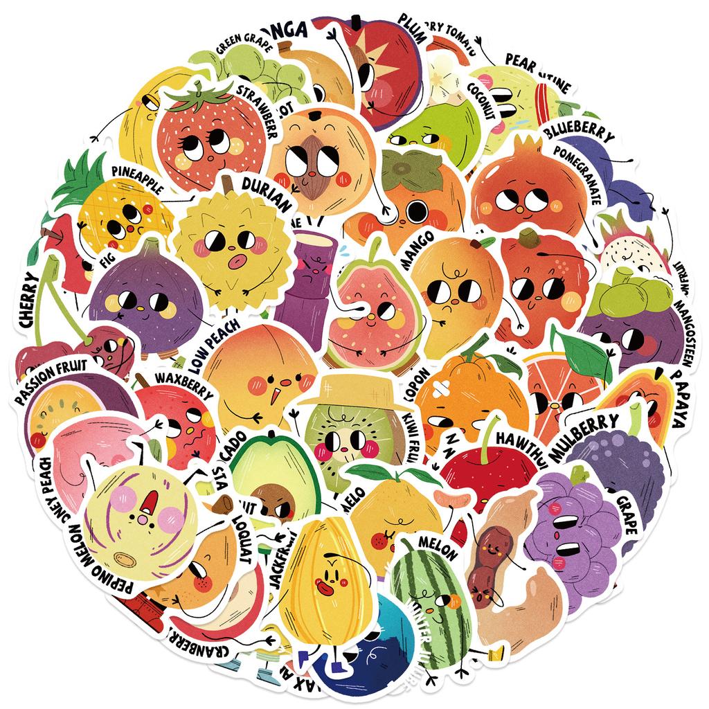 50 Cartoon Fruit Reward Graffiti Stickers Decorate Guitar Notebook Suitcase DIY Waterproof