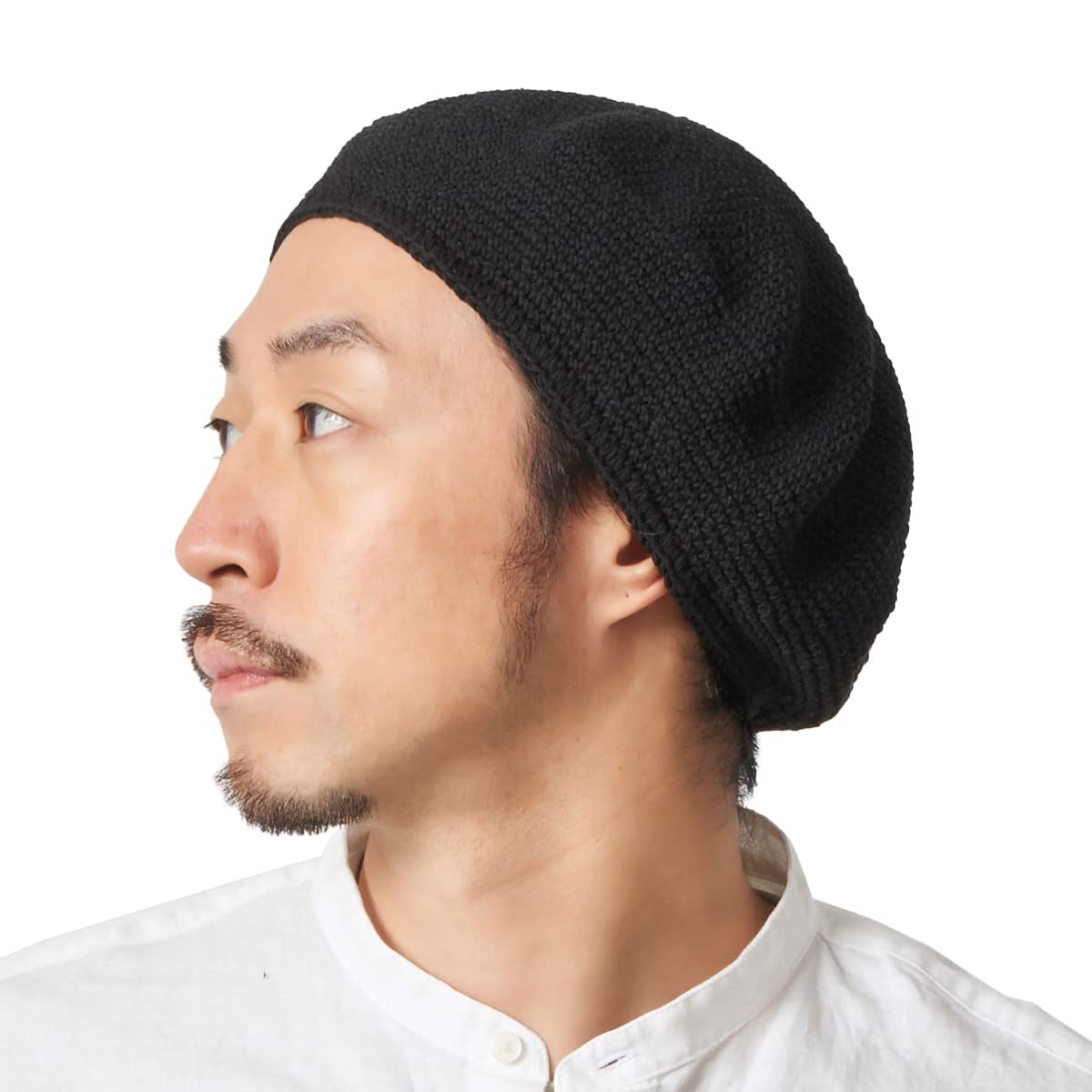 

CHARM Хлопковый Простой Берет Стильная Вязаная Шапка Большого Размера 100% Ручная Вязка [Свободный Размер/Черный] чёрный