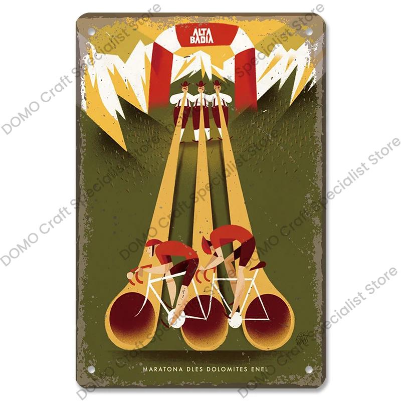 Placa de bicicleta Placa de lata de metal Ciclismo Corrida Vintage Metal Poster Wall Art Decor para Bike Club Garage Man Cave