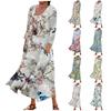 Rochie de buzunar din bumbac, cu mâneci 3/4, cu imprimeu ocazional la modă