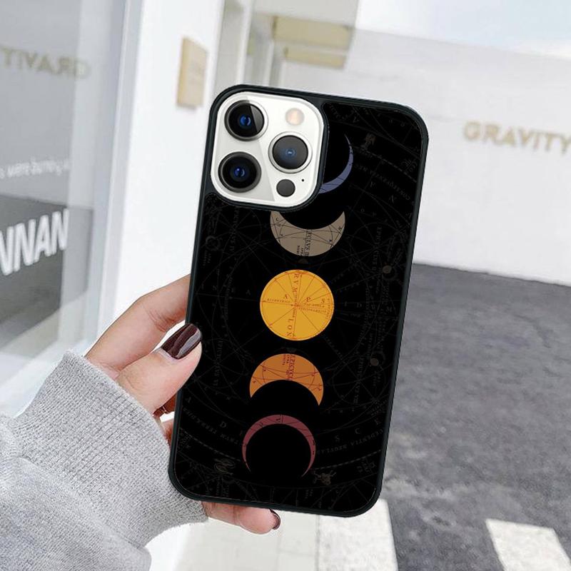 Black Frosted Hand Holding Sun Moon Face Phone Case For iPhone 17 Air 15 16 Cover 11 13 14 Pro Max 12 Plus Max XR