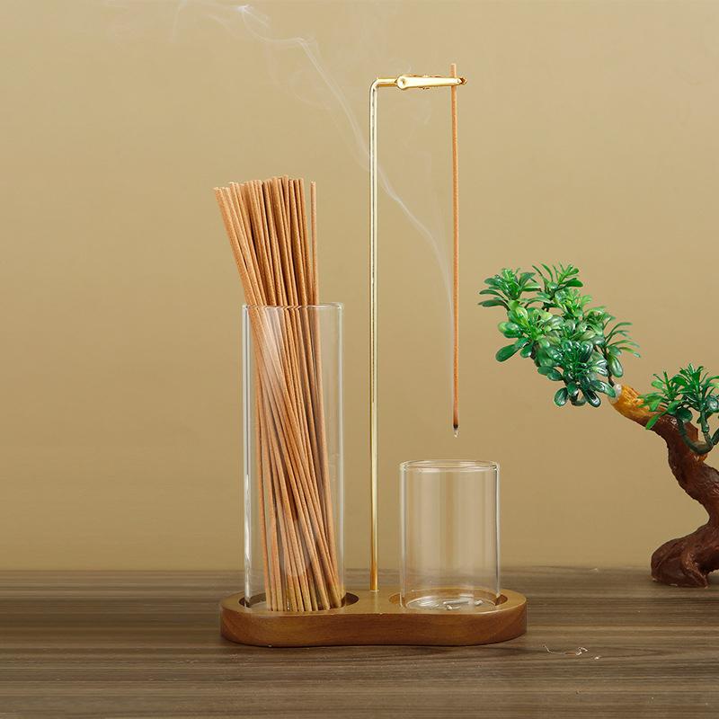 Incense Holder 2-in-1 for Sticks Anti-Ash Flying Incense Burner with Removable Glass Ash Catcher And Incense Sticks Organizer