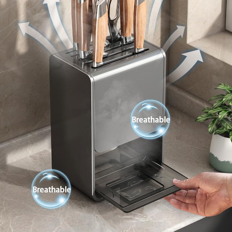 Knife Rack Kitchen Stainless Steel Multi-Functional Wall-Mounted No-Drill Knife Holder
