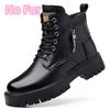 Lace-Up Motorcycle Boots Designer Fashion Ankle Boots New Warm Winter Men's High Top Casual Shoes Classic Male Walking Boots
