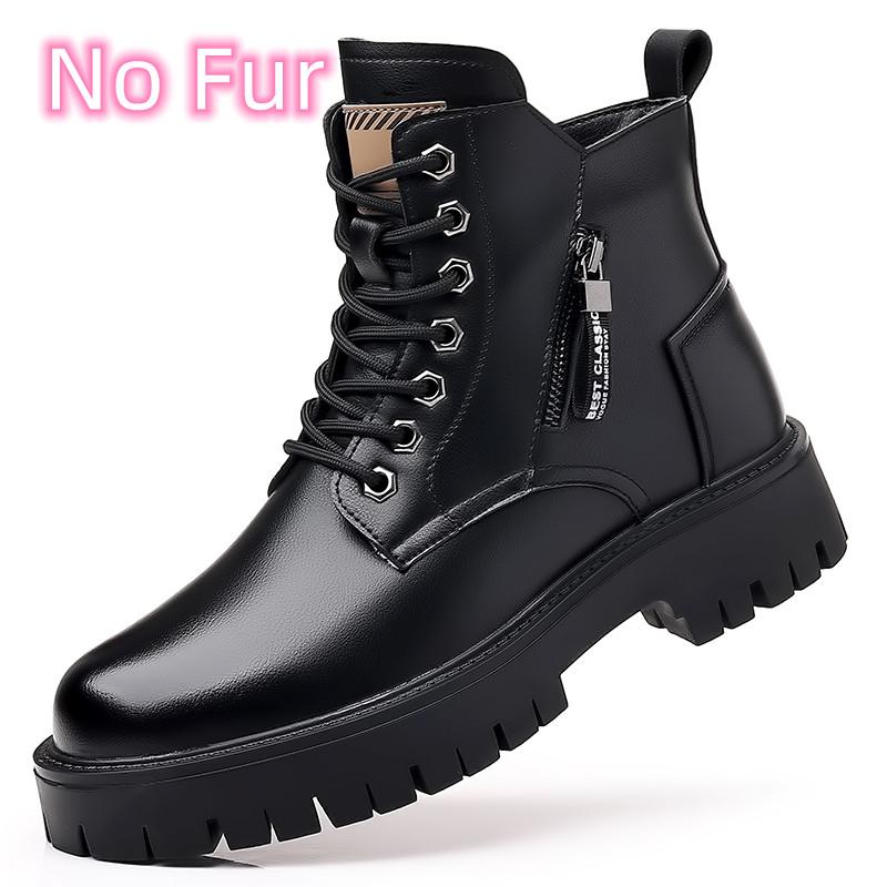 Lace-Up Motorcycle Boots Designer Fashion Ankle Boots New Warm Winter Men's High Top Casual Shoes Classic Male Walking Boots