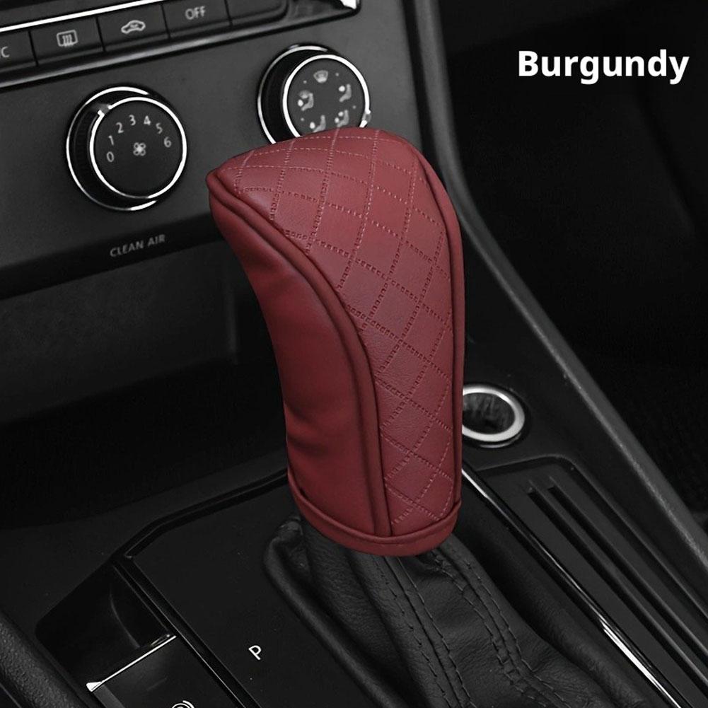 Car Shift Handle Cover PU Leather Non-Slip Wear-resistant Shift Knob Decor Protective Cover