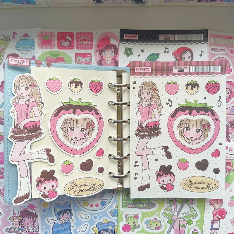1/9pcs Korean Sweet Cool Girl Stickers Cute Cartoon Anime Girl Stickers Journal Diary Notebook Scrapbook Diy Decorative Stickers