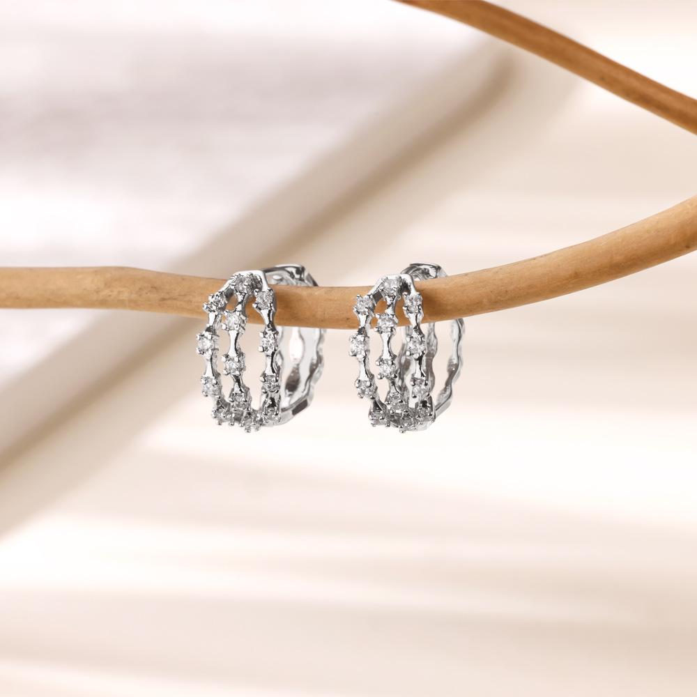 Simple and Fashionable Zircon-inlaid Ear Buckle Earrings Women's Light Luxury Temperament Versatile Earrings New