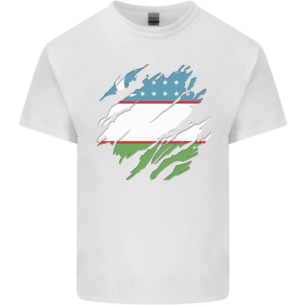 Torn Uzbekistan Flag Uzbek Day Football Unisexs Light Cotton TShirt