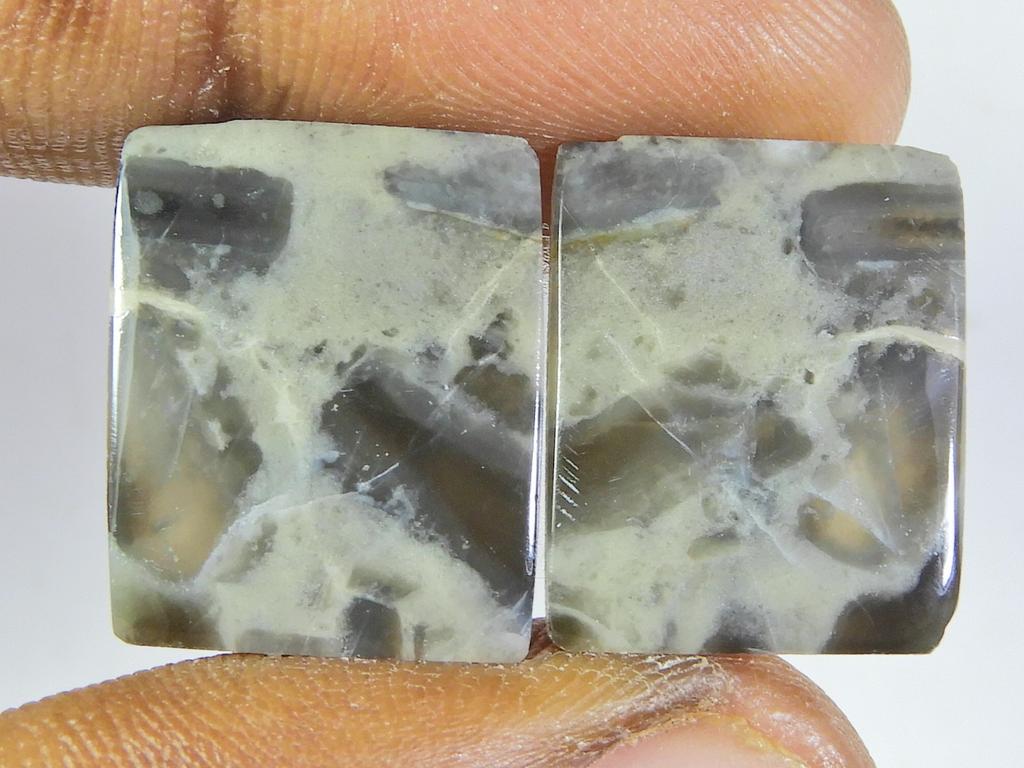 Natural Combo Jasper Matched Pair Octagon Cabochon Loose Gemstone 14X17X03MM SK-256