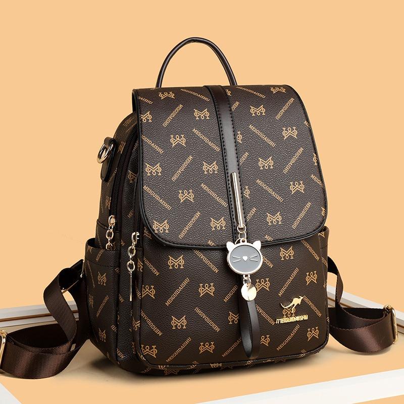 Soft leather backpack women's summer new bag large capacity fashion trend travel backpack cross