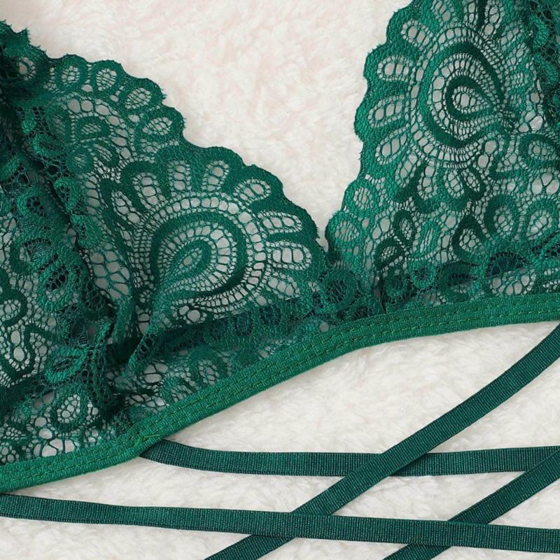 Erotic Lingerie Three-Point Sexy Hollow Cross Strap Three-Point Suit