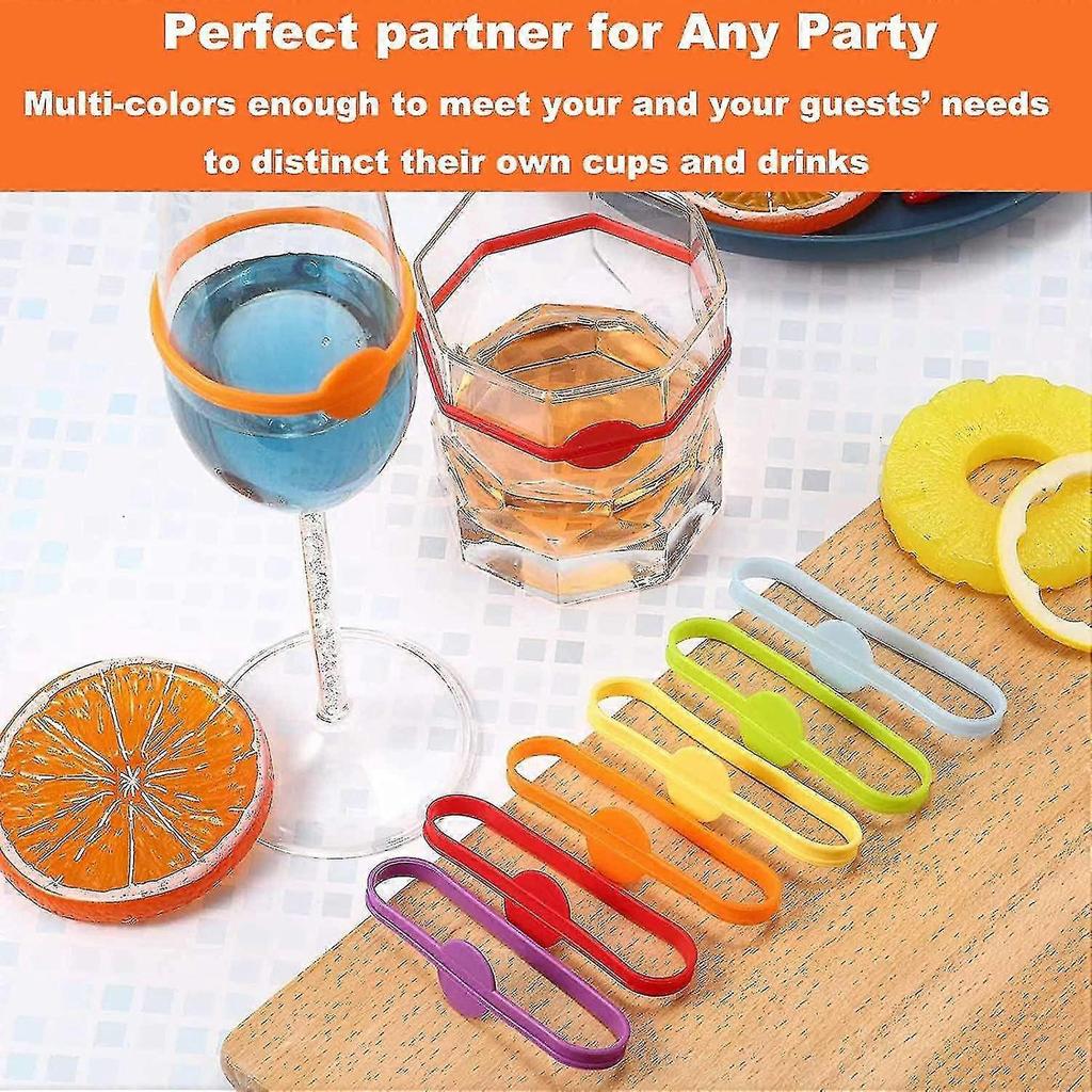 24pcs Silicone Drink Markers, Wine Glass Charms For Party Glasses Cups Cans Dentification, Glass Markers For Drink