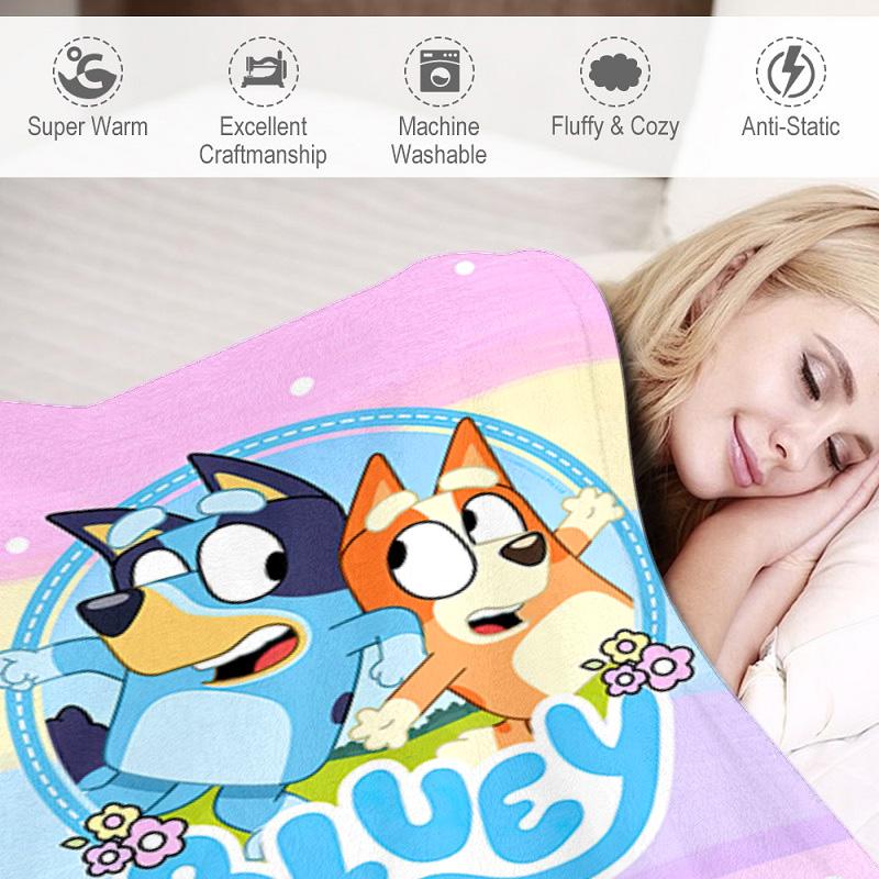 Bluey Blanket Suitable All Seasons Soft Comfortable Sofa Office Home Blanket Holiday Birthday Gift Bluey 128 140