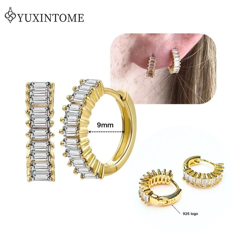 Dames 925 Zilveren Oorstekers Kristal Zirconia Waterdruppels Stud Hoops Goud Huggie Oorbellen Premium Luxe Feest Sieraden