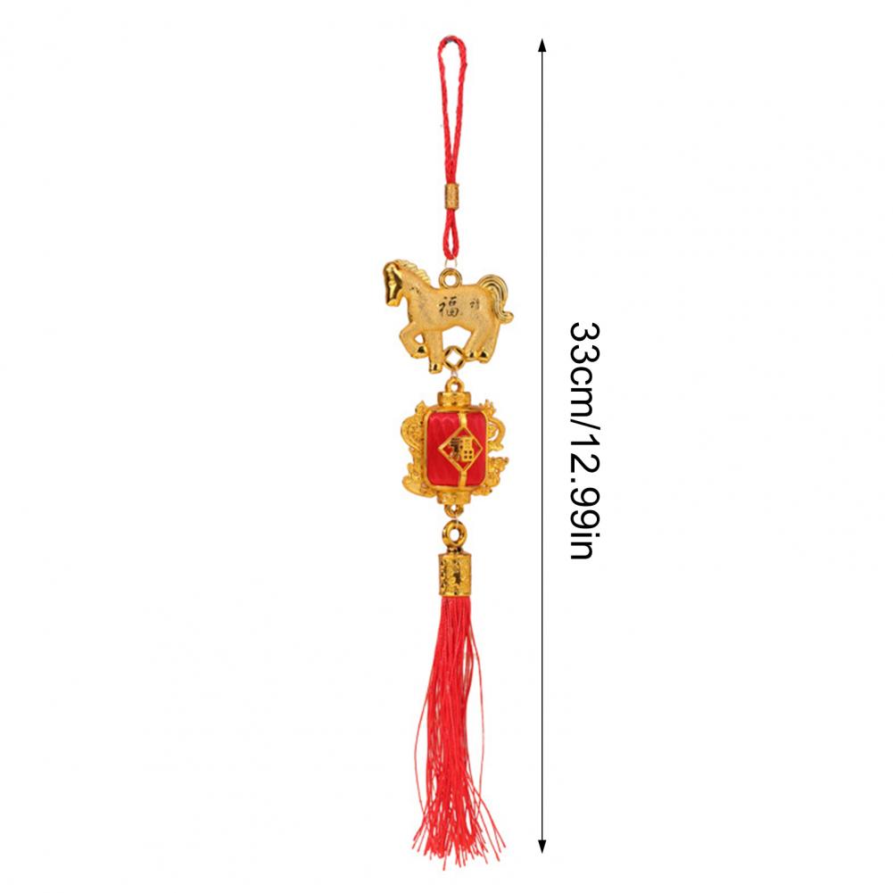 2026 Horse Hanging Ornament Chinese New Year Horse Lucky Charm Red Tassel Feng Shui Pendant For Car Tree Lunar New Year Wealth
