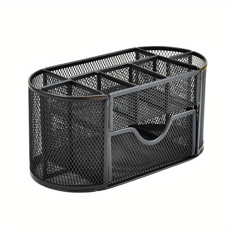 Metal Pen Holder Pen Barrel Student Multi-Functional Stationery Creative Desktop Iron Net Nine Grid Combination Storage Box