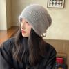 Stacks of Hats for Women Curly Knitted Pullover Hat Autumn and Winter Rabbit Hair Ear Protection Warm Wool Hat Showing Face Small Cold Hat
