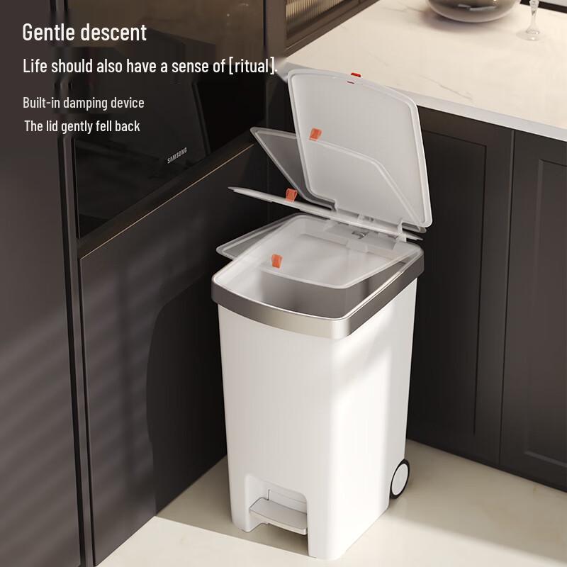 Large Capacity Foot Pedal Kitchen Trash Can with Lid and Wheels