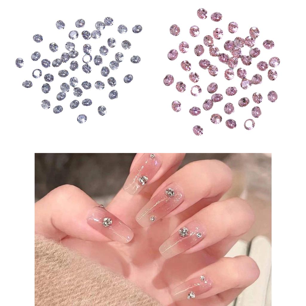 50PCS Nail Art Rhinestones Clear Crystal Rhinestones Nail Charms Round Nail Art Decals Decorations for Nail Salon Design