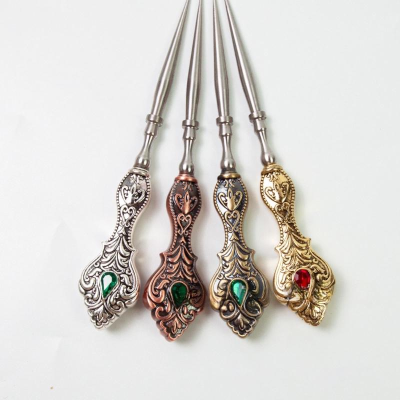 2 Pieces Vintage Sewing Awls Metal Stitching Awl Tailors Awl Tools for Leather Work DIY Craft Hand Stitching Sewing